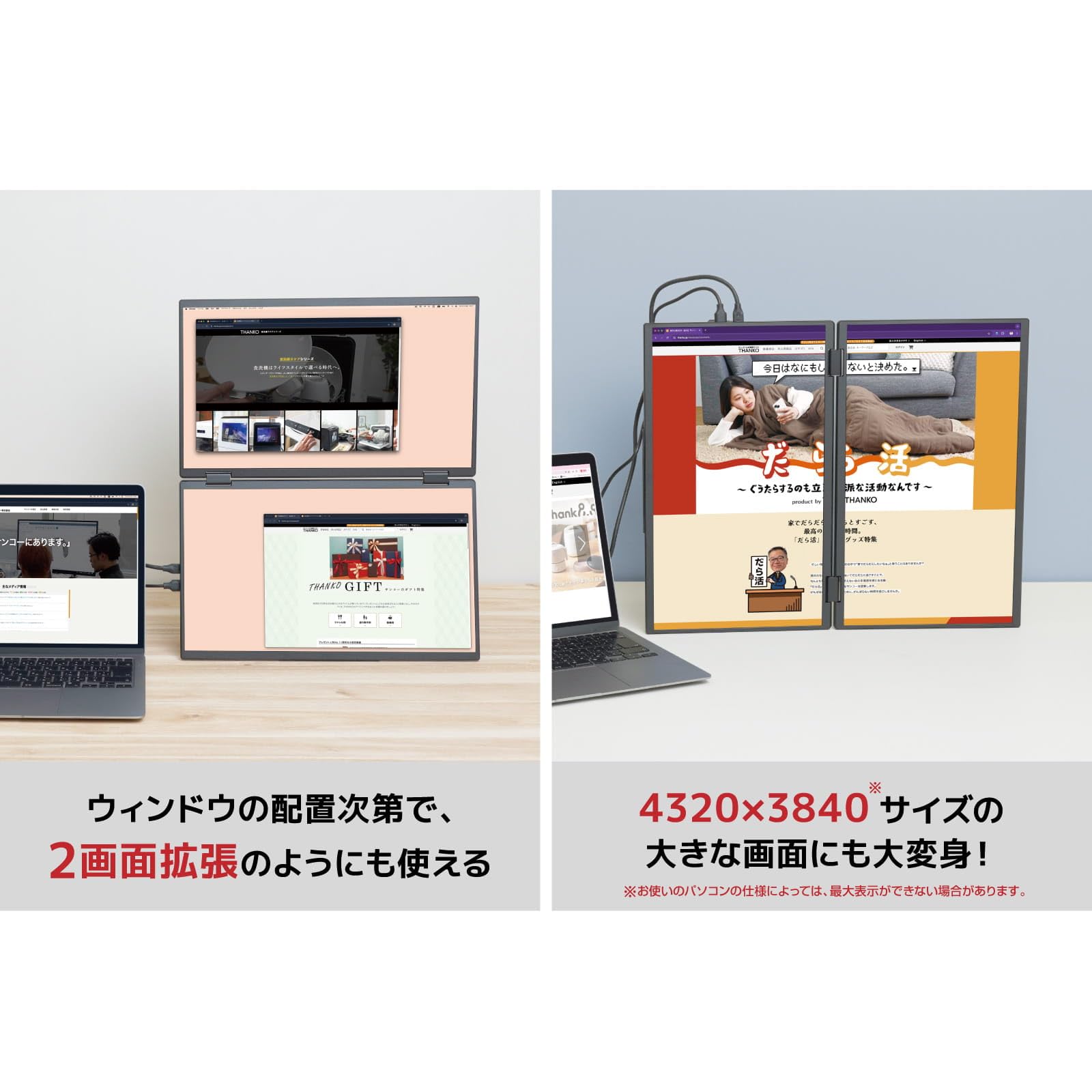 Amazon.co.jp: THANKO 上下2画面拡張ポータブルモニター DUALDPHBK